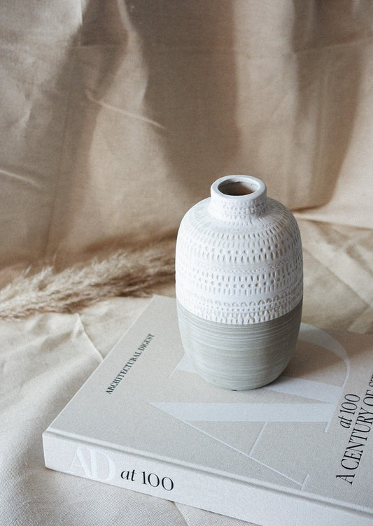 Textured Beige Tribal Vase