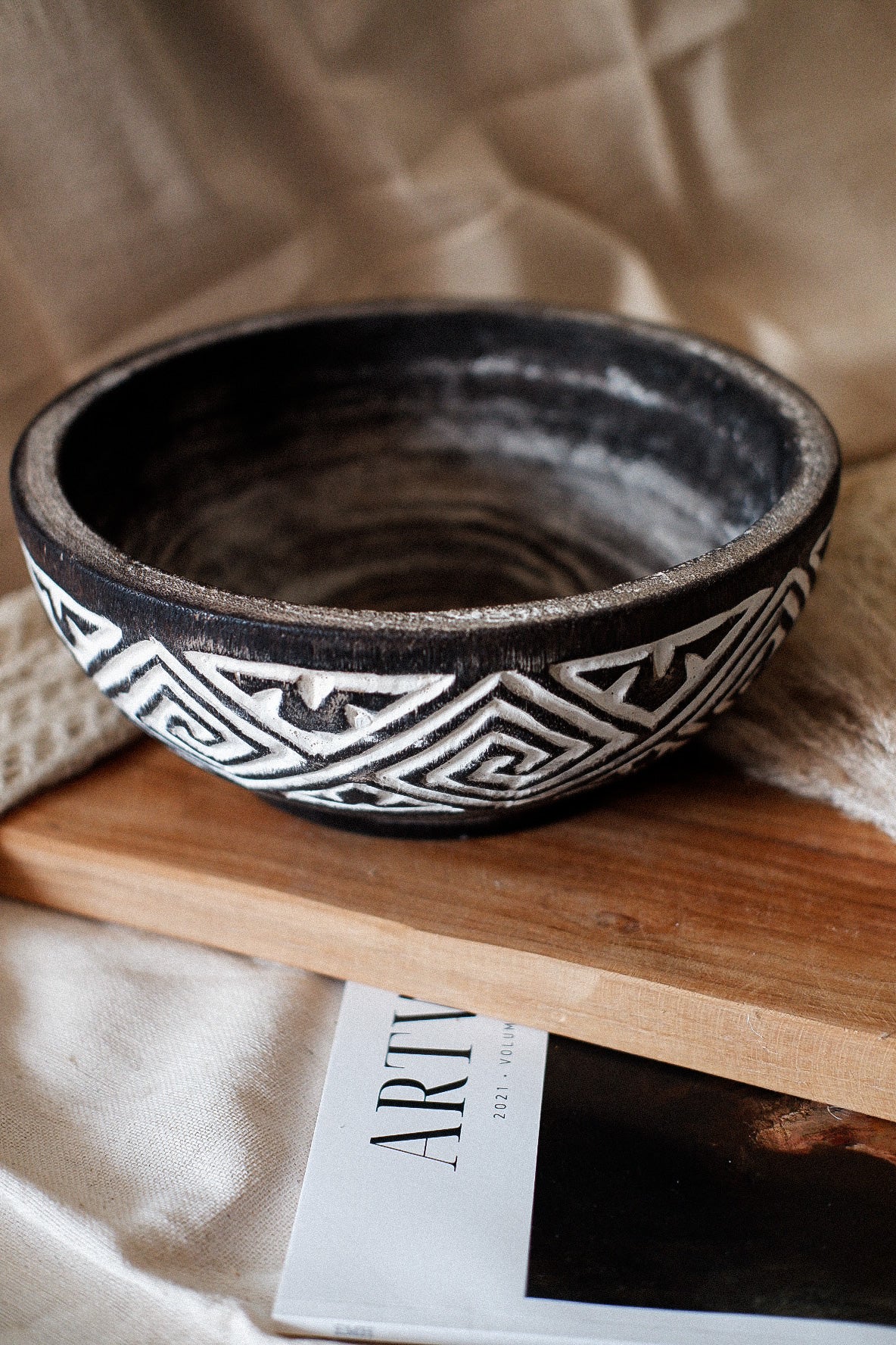 Flores Wooden Carved Bowl