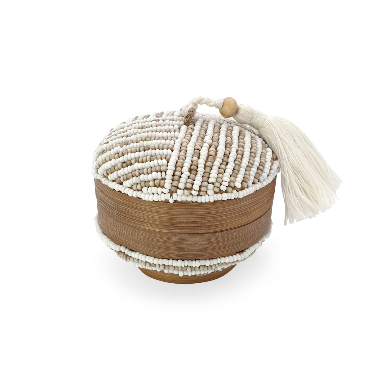 Round Beaded Tassel Box